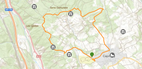 Routekaart van de rondwandeling Capmany