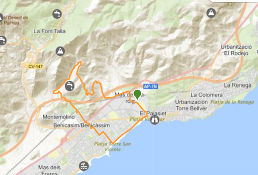 Routekaart van de rondwandeling Benicasim