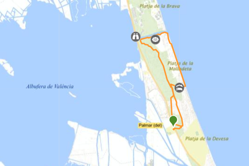 Routekaart van de rondwandeling Natuurpark Albufera