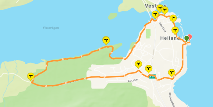 Routekaart van de rondwandeling Vestnes