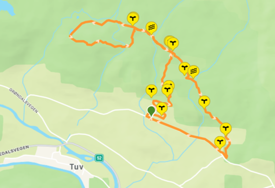 Routekaart van de rondwandeling Hemsedal