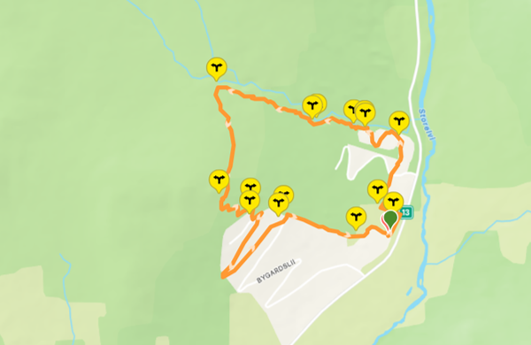 Routekaart van de rondwandeling Voss
