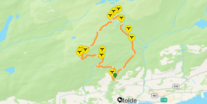Routekaart van de rondwandeling Molde